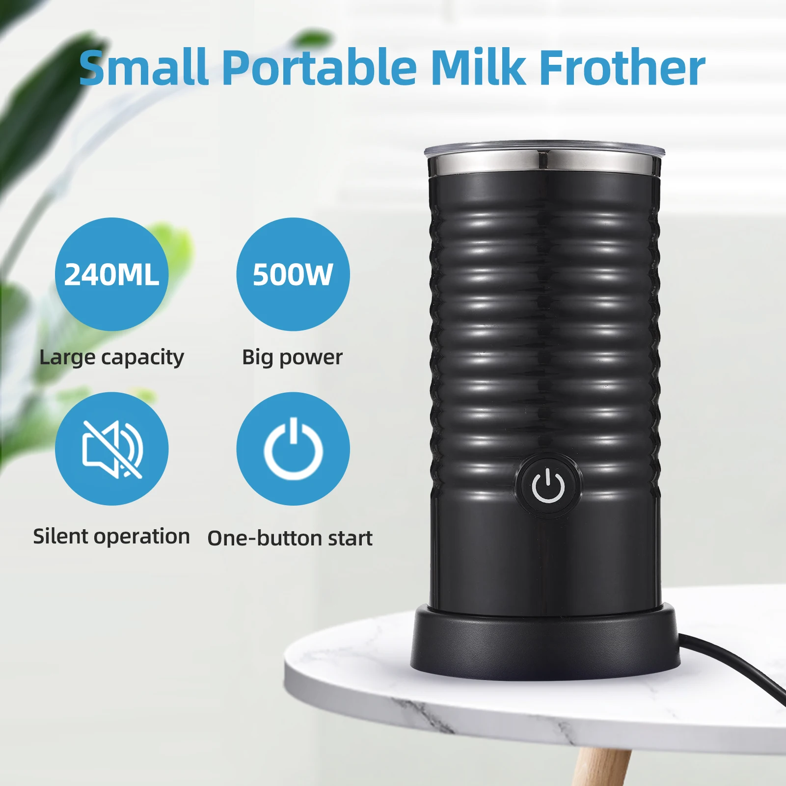 Milk Frother 120ml Household Small Portable 550W High Power 240ml Milk Heater Egg Beater