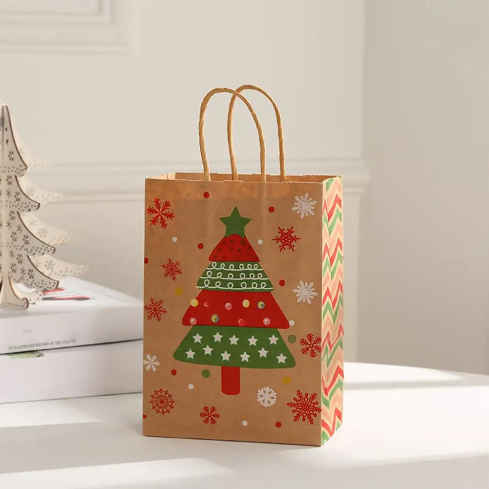 

Party Favor Bags Gift Handbag with Handle Reusable Christmas Gift Handbags with Elk Sleigh Tree Hat Pattern Heavy for Treats