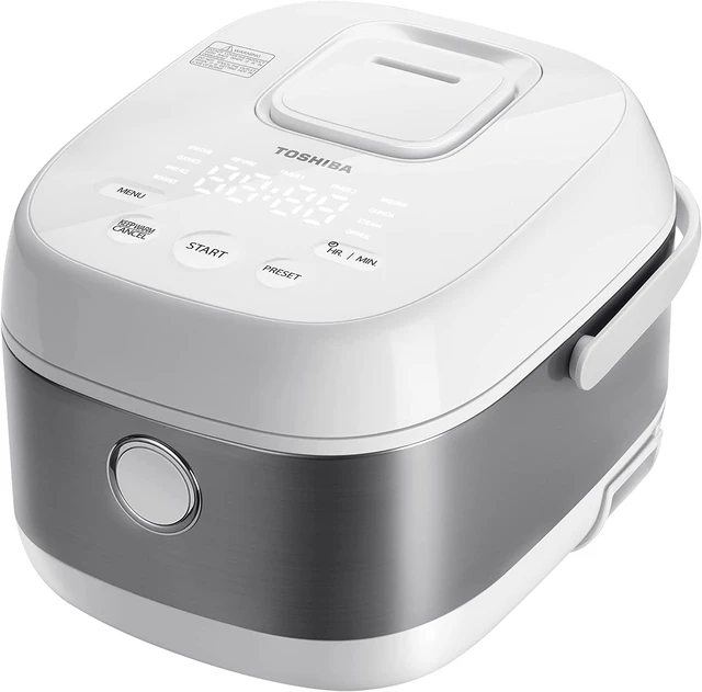 Toshiba Digital Programmable Rice Cooker, Steamer & Warmer, 3 Cups Uncooked  Rice with Fuzzy Logic and One-Touch Cooking, 24 Hour Delay Timer and Auto  Keep Warm Feature, White