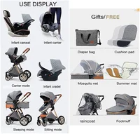 Nouveau Poussette bébé 3 en 1 haute paysage poussette inclinable landau pliable poussette bébé couffin Puchair nouveau-né 2