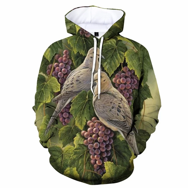 Sudadera con capucha con estampado 3D de pájaros y palomas para hombre, sudadera con capucha de gran tamaño con gráficos de animales, sudadera transpirable de manga larga 2023