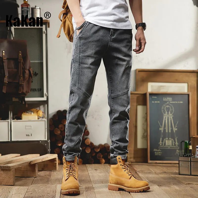 Kakan - European and American Spring/Summer New Vintage Jeans Men's Wear, Loose Elastic Harlan Small Leg Long Jeans K020-S6181
