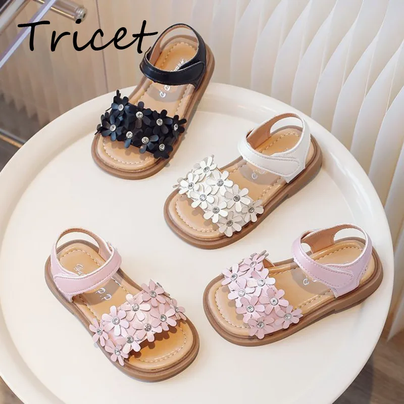 

Flowers Children's Summer Shoes Solid Soft Toddler Girls Fashion Sandals Anti Slip Hook Loop Princess Kids Sandals