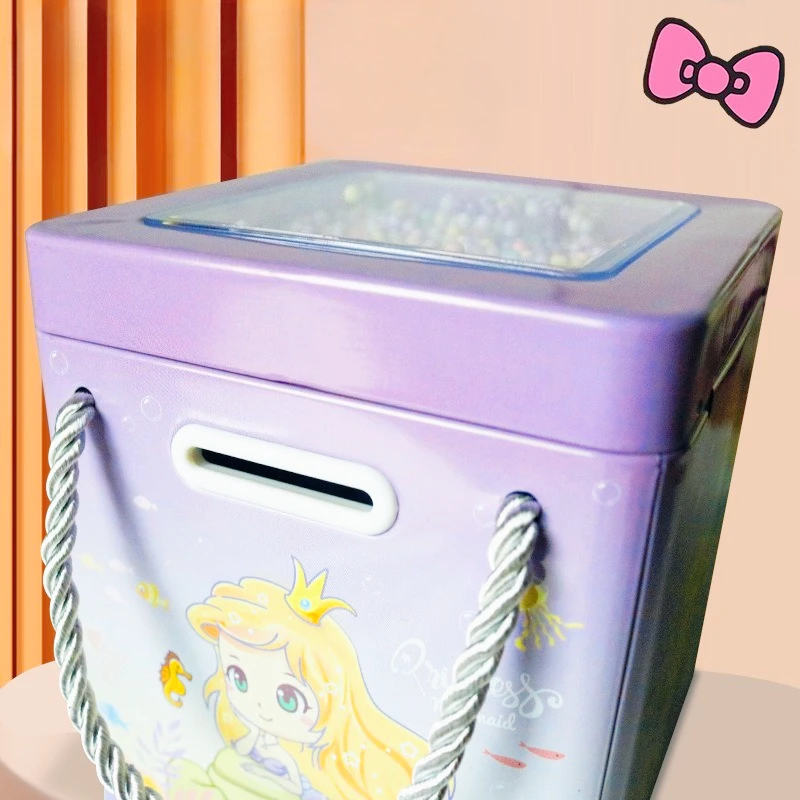 حصالة على شكل حيوان كرتوني مربع مع قفل عملة معدنية كبيرة لتوفير المال، كلمة مرور لطيفة للأطفال، هدية لتزيين غرفة الأطفال