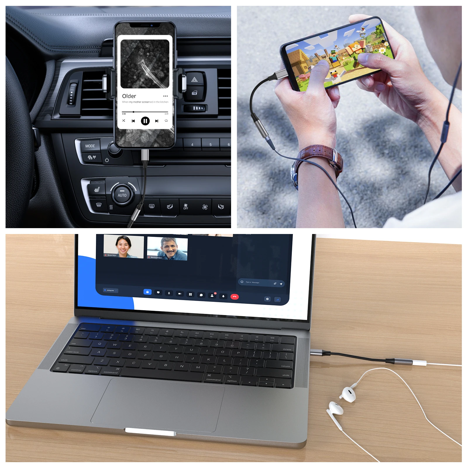 รูปสินค้า อะแดปเตอร์แปลง USB-C เป็น 3.5 มม. สำหรับหูฟัง