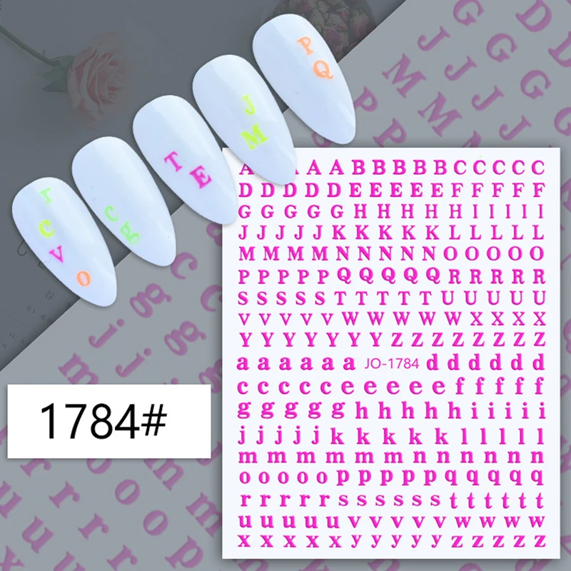 

Women nail art sticker English letters black white gold rainbow rose back adhesive patch DIY manicure accessory nail film YJ102