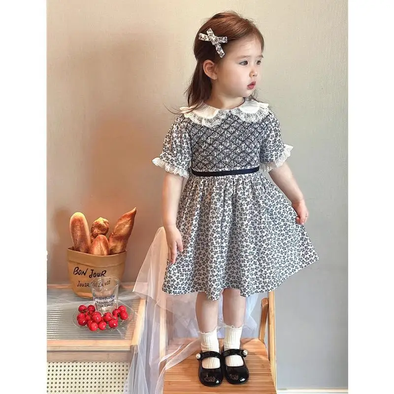 

Girls Floral Smocked Dresses Kids Spanish Clothes Girl Royal Boutique Smocking Princess Dress Baby Hand Made Embroidery Frocks