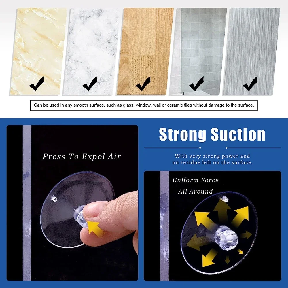 Clear PVC Suction Cup Wall Hooks for Kitchen, Bathroom, and Window Decorations