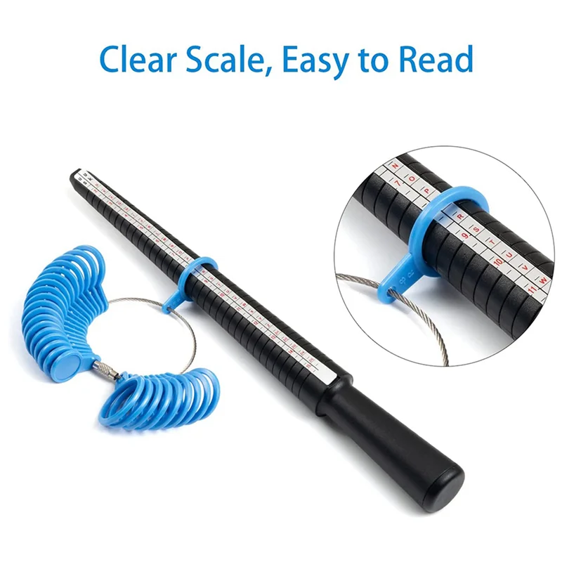 A36T-2X Ring Size Measuring Tool Set, Ring Mandrel Ring Sizer Gauge, Ring Sizing Stick And Ring Gauge