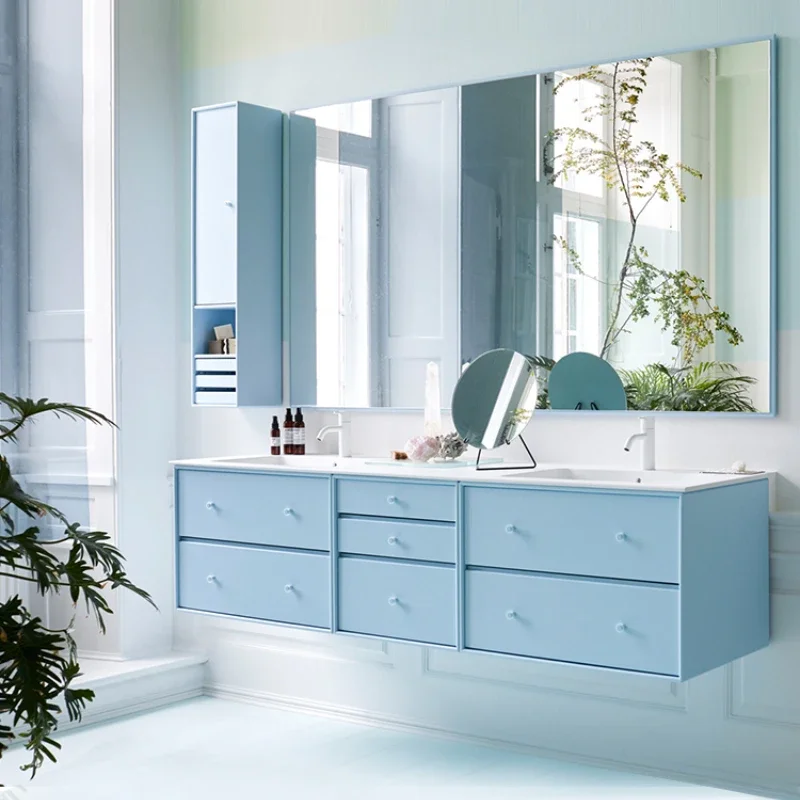 Matte Paint Integrated Hand Washing Washbasin Pool Washstand Bathroom Cabinet