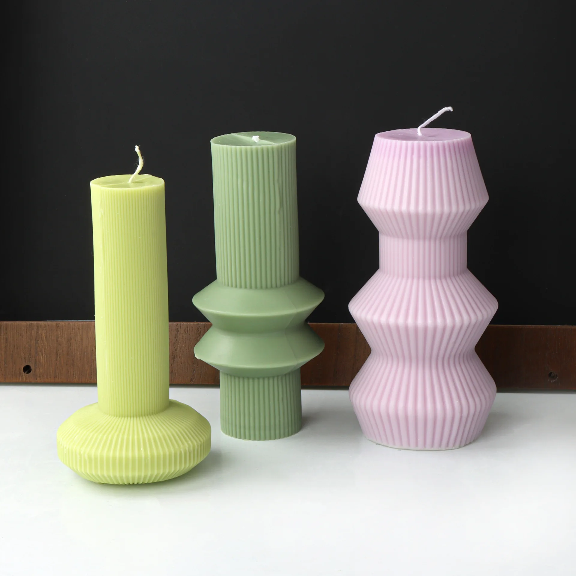 2 Pack Taper Candle Molds Spiral Cylinder Silicone Mold Classic Tall Taper  Mold for Making Table Candle,Pillar Mold for Candlelight Dinner Home