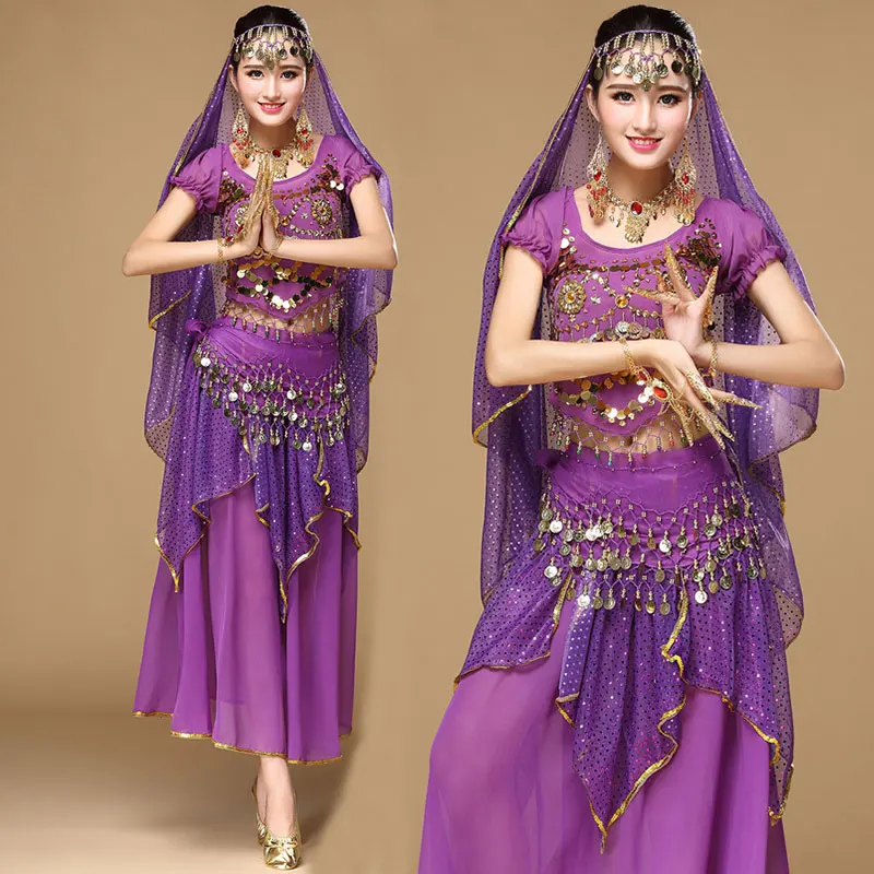 

Sequin Carnival Belly Dance Costume Indian dance 4pcs Set Sexy Tribal Dancing Costumes Women Dance Clothes Bellydance Wear