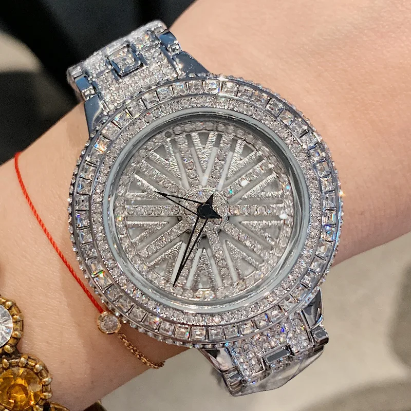 

smvp Quality Fashion Spinning Dial Women Watches Quartz Designer Waterproof Bracelet With Rhinestone Crystal Ladies
