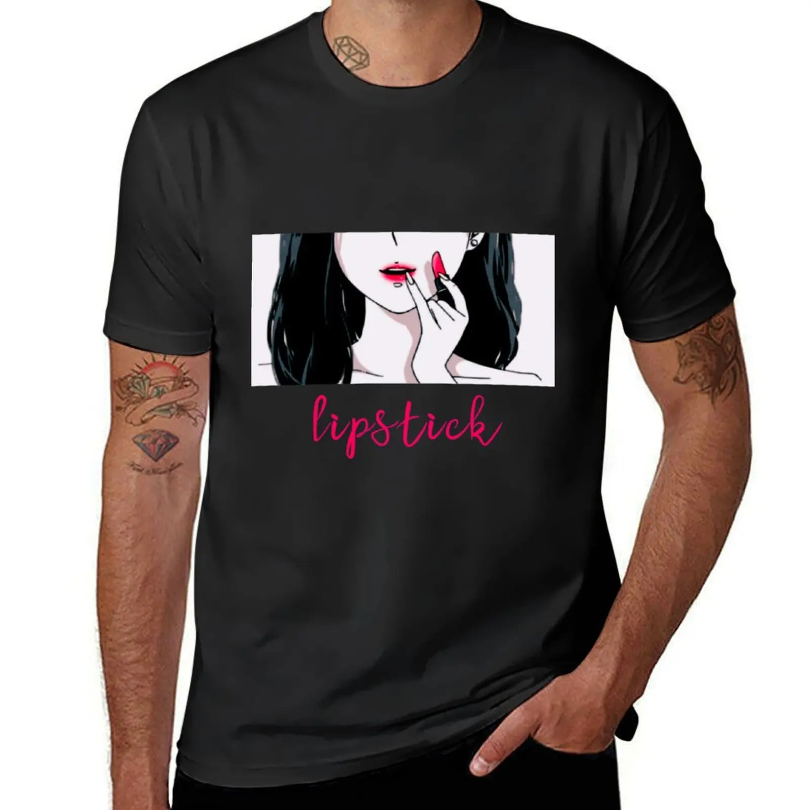 

lipstick girl T-shirt aesthetic clothes boys animal print mens champion t shirts