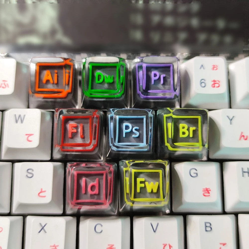 

Customized Mechanical Keyboard PS AI Pr Dw Id Fl Office Software Personalized Transparent Resin Handmade