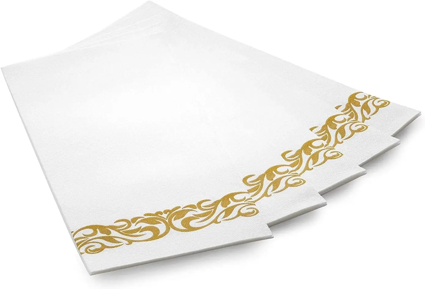 700 Piece Gold Dinnerware Set-200 Gold Rim Plates -300 Silverware 100 Plastic Cups 100 Linen Like Paper