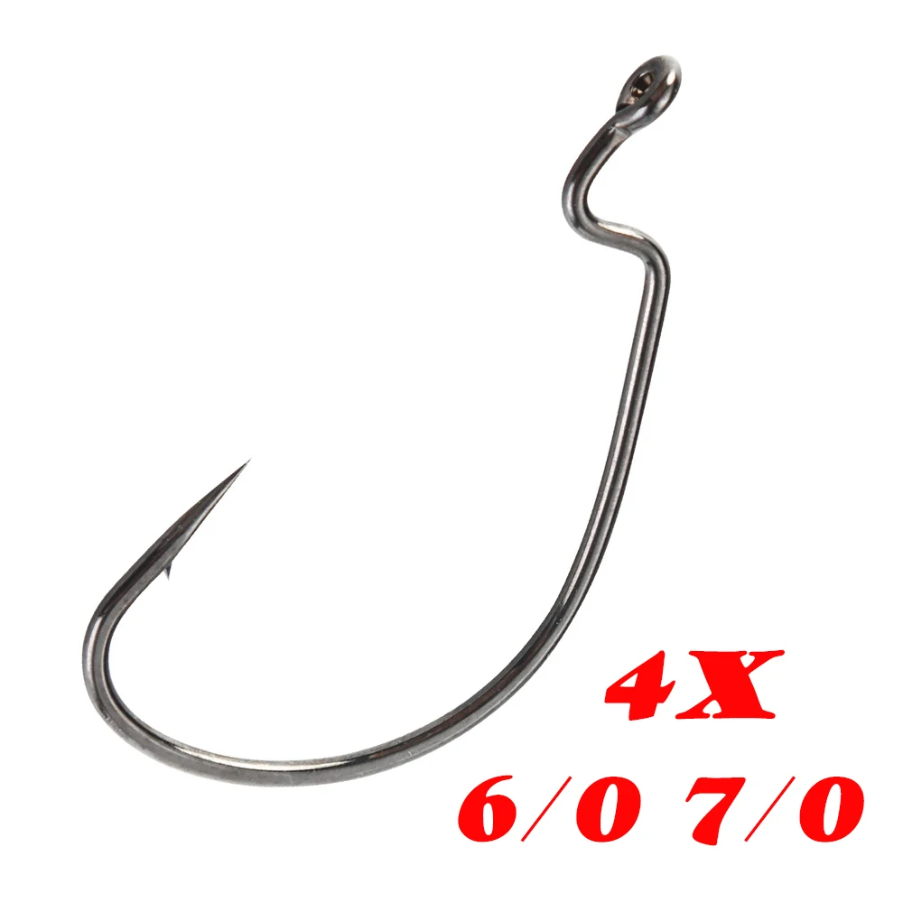 

4X 10pcs Wide Gap Worm Fishing Hook Jig Crank Offset High Carbon Steel Hook Barbed Fishhook For Soft Worm Bait Accessories