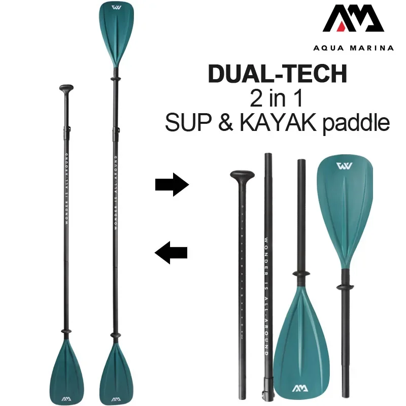 Pagaie 2-en-1 Aqua Marina Duo Tech - Pour SUP Et Kayak - Turquoise