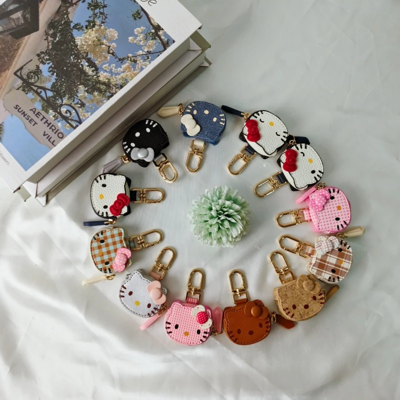 Hello Kitty Key Chain Cartoon Leather Bag Keychain Pendant Fashion Clothing Accessories Birthday Gift