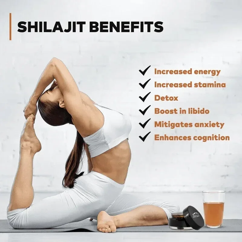 Natural Shilajit Pure Himalayan Shilajit Resin with Metal Measuring Spoon Containing 85+trace Minerals
