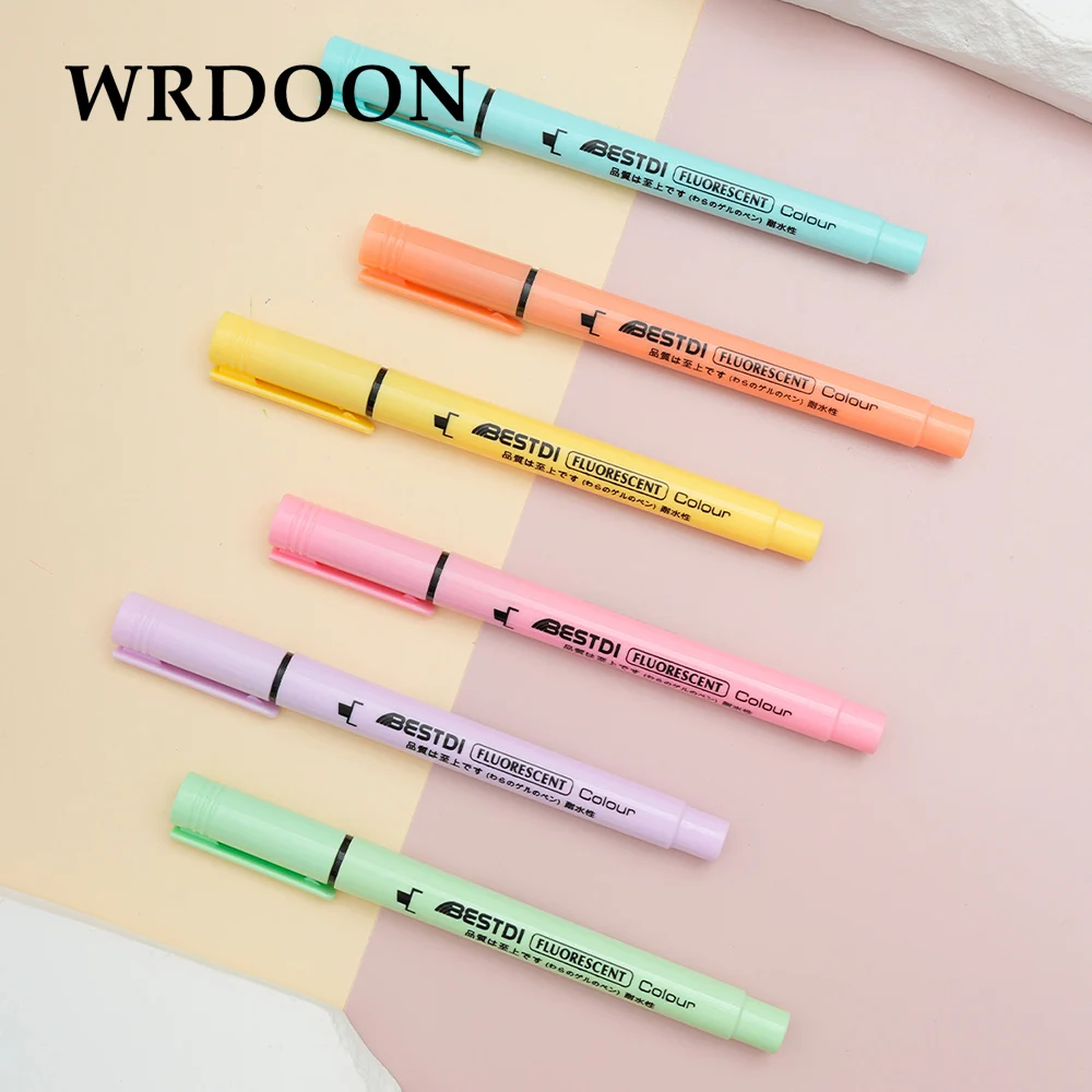 6pcs Colors Highlighter Stationery Pen Set Kawaii Fluorescence Colour School Supplies Marker Stationery