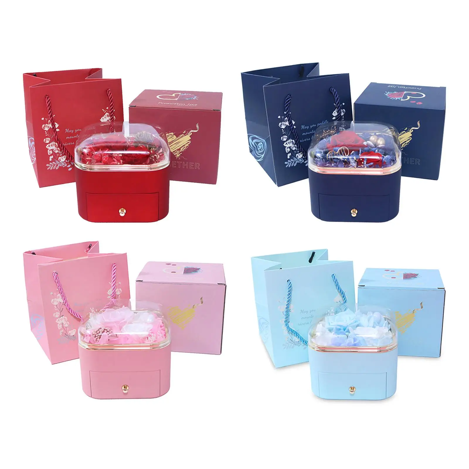 

Preserved Flower Jewelry Box Jewelry Case for Necklace Valentine's Day Women