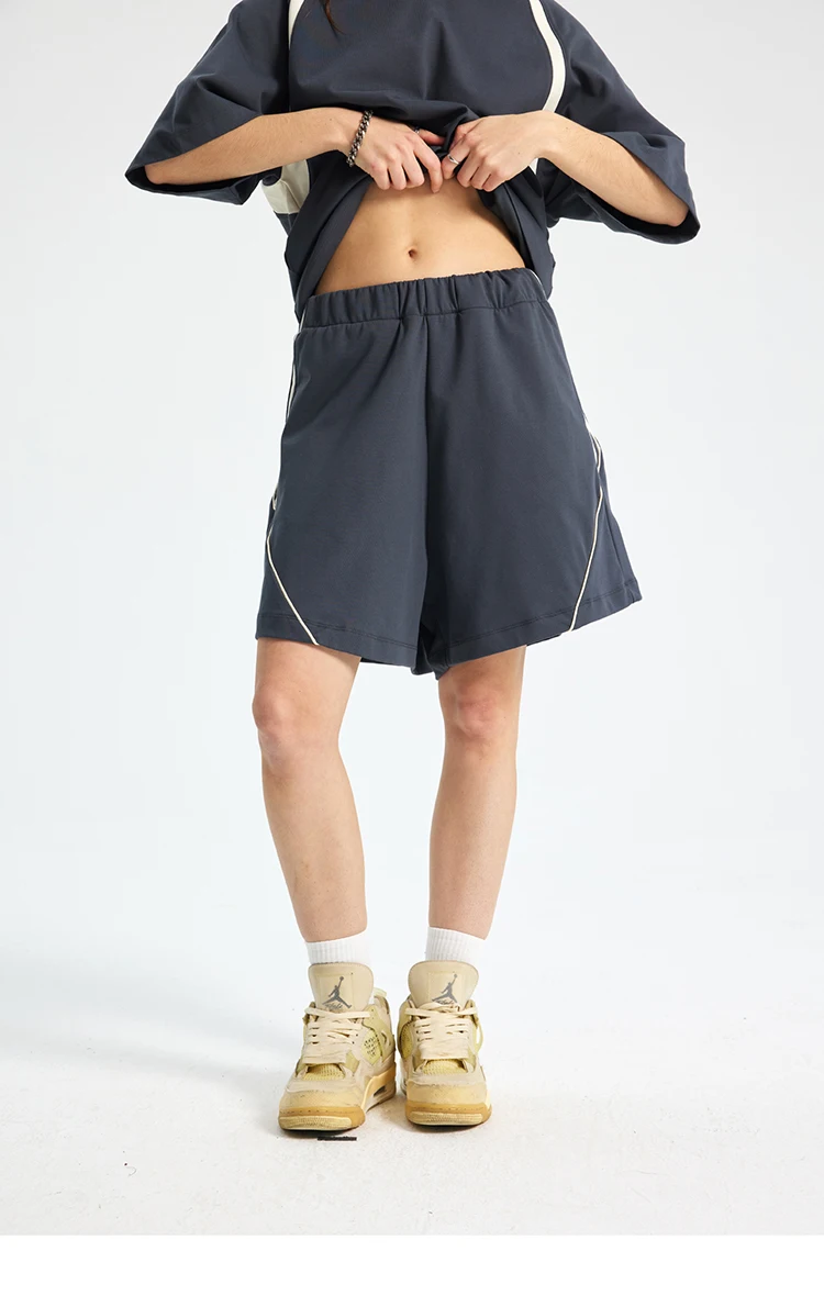 Side-Stripe Patchwork Track Shorts S8887e5ae207c42e685e1f06ee9f12463F
