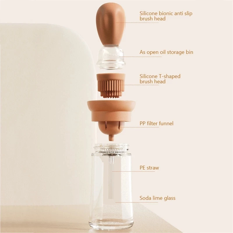 BBQ Oil Brushes Resistant High Temperature Kitchen Baking Control Quantitative Oil Brush Dispenser Silicone Bottle Container oil brush,silicone basting brush