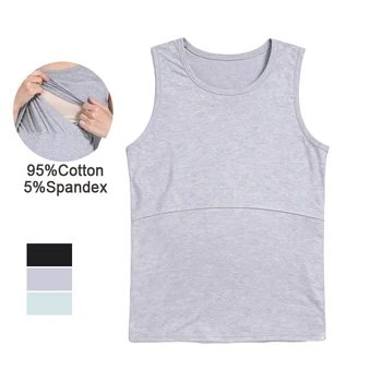 Sleeveless Summer Nursing Top for Postpartum Women Maternity Camisole Breastfeeding Tank Vest Lactation Tee Pregnancy T-shirt
