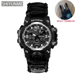 Men's Camouflage Digital Military Watch - Waterproof Multifunctional Outdoor Survival Sports Timepiece (P black)