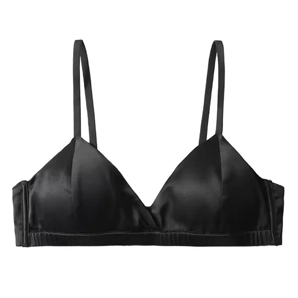 Women's Silk Satin Bralette Wireless Bra Removable Padded Wire Free Lightly Lined Everyday