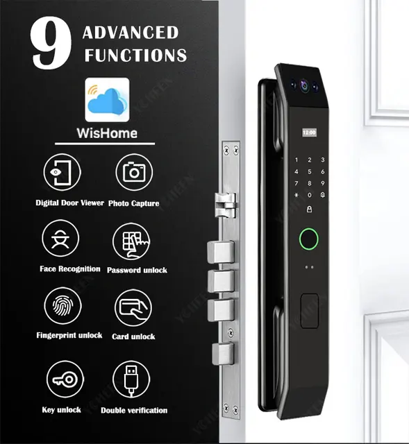 WISHome App 3D Face Recognition smart Door Lock Unlock Digital Smart Lock Fingerprint Key Card Nfc Phone Unlock Lock 2