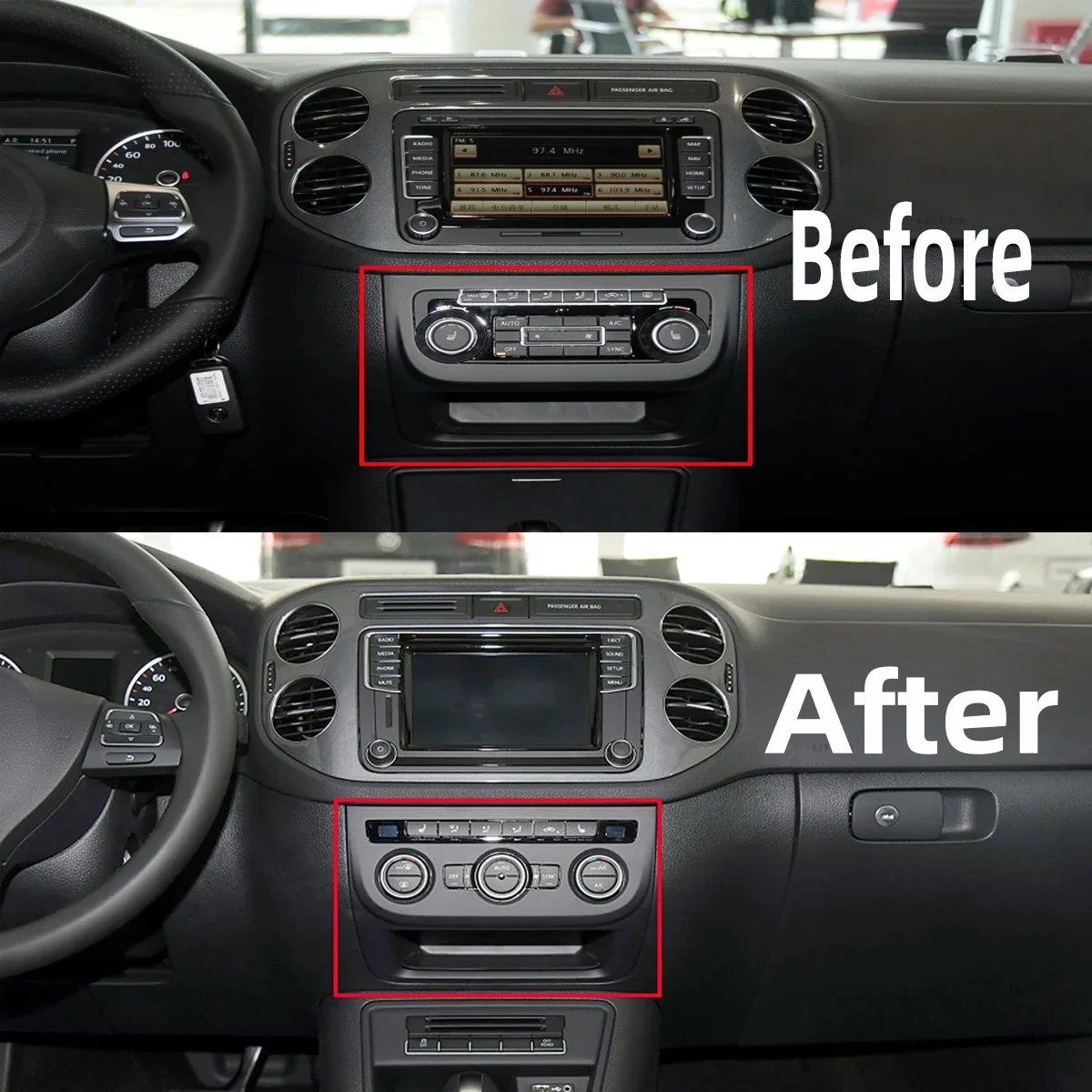 Front Air Conditioning Dash Trim Control Cover for Tiguan 2011-
