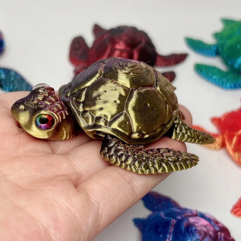 3D Printed Turtle Figurines Movable Joints Creative Collection Desktop Decoration Ornaments Holiday Gifts for Decoration Crafts