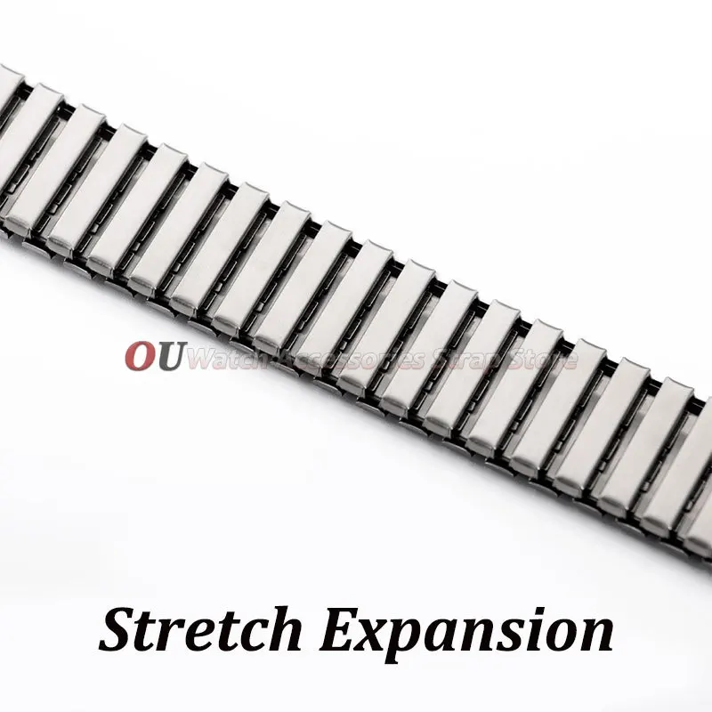 Polished Matte Elastic Stainless Steel Watch Strap - Men's Wristband Accessory