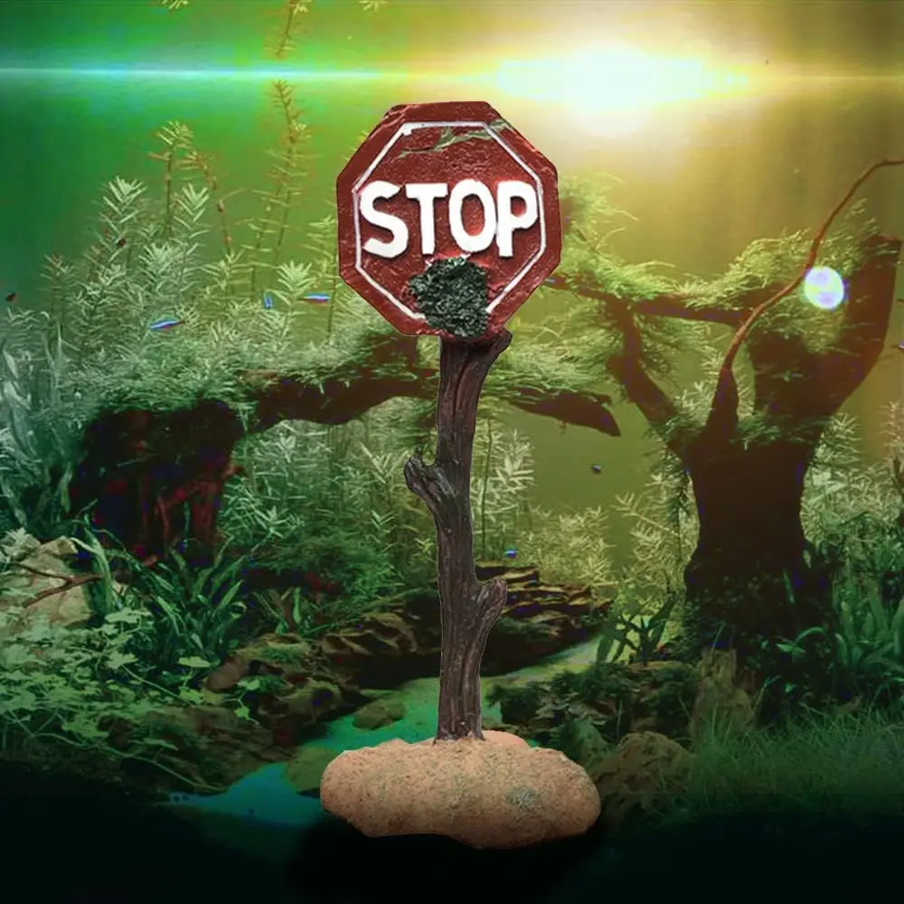 Creative Resin Fish Tank Decoration Artificial Shark Warning Sign Landscaping Accessories Aquarium Background Ornaments