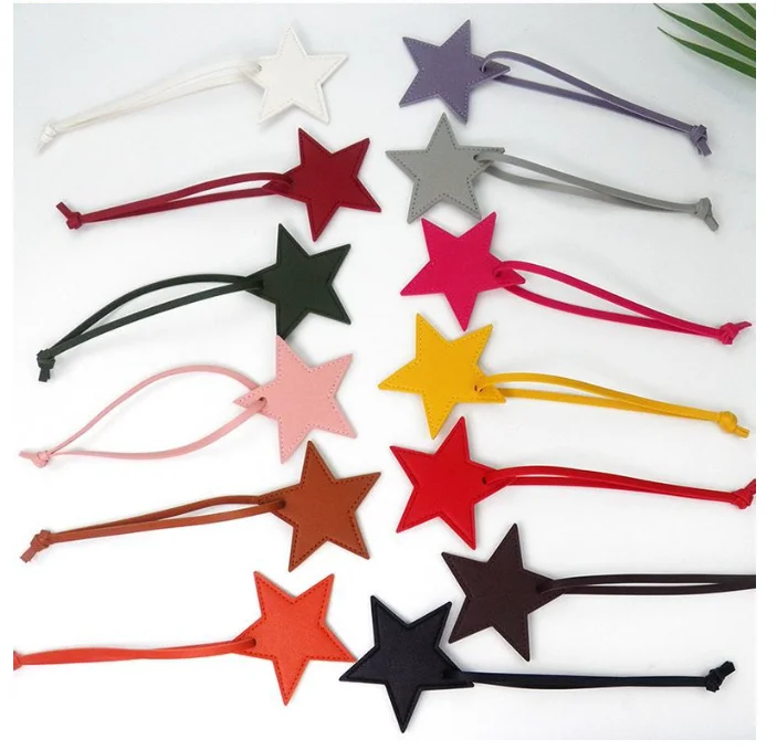 Free initials five pointed star leather luggage pendant star pu leather pendant bag pendant gift leather buckle keychain