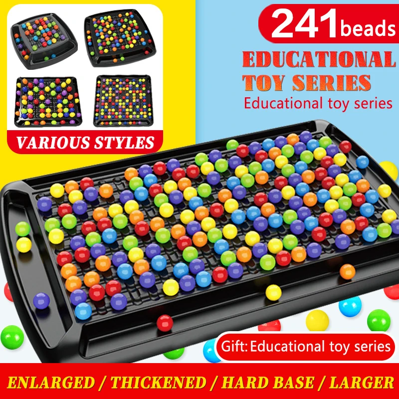 

Rainbow Ball Matching Toy Colorful Fun Puzzle Chess Board Game with 80pcs Colored Beads Intelligent Brain Game Educational Toy