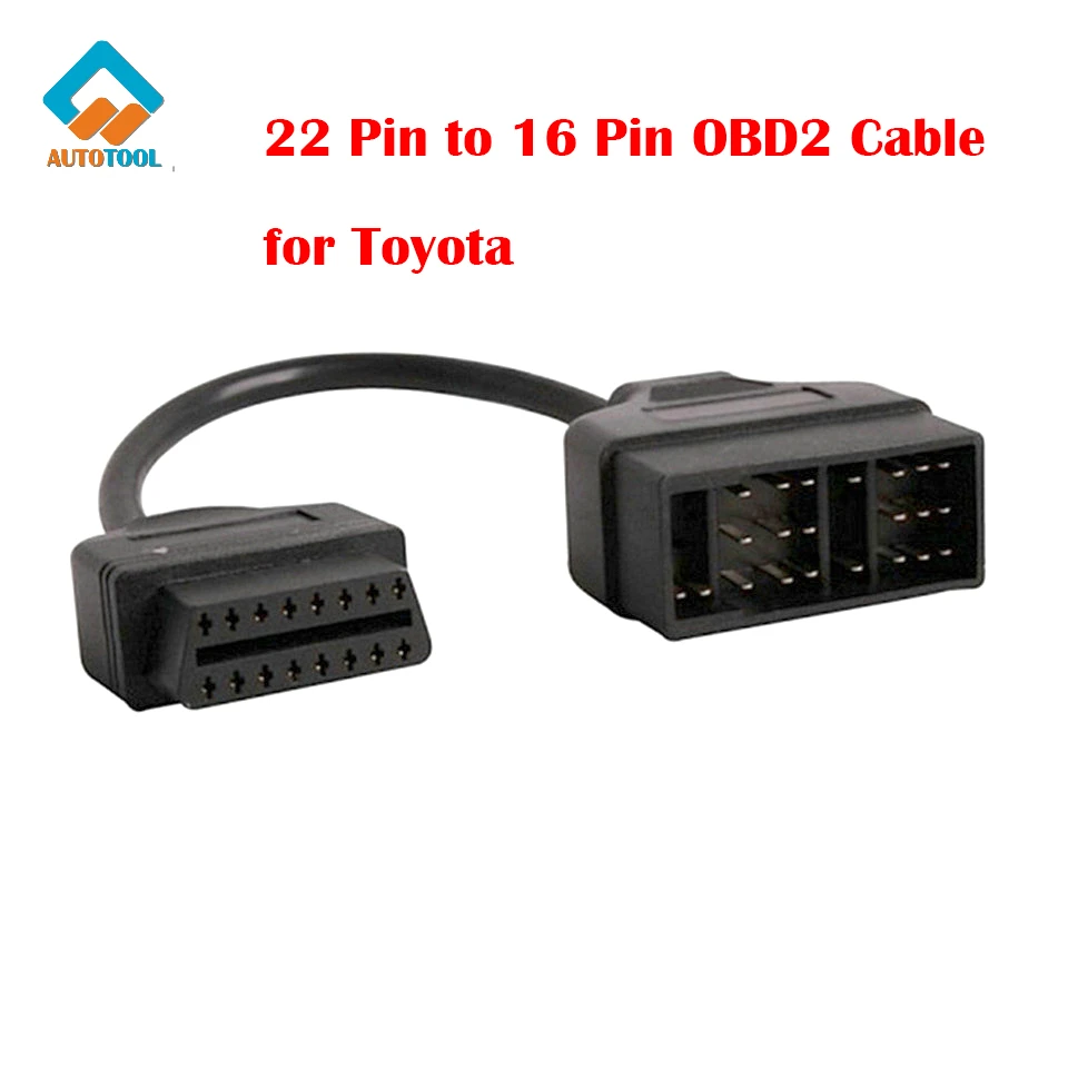 

New 22 Pin To 16 Pin OBD OBD2 Diagnostic Connector for Toyota 22PIN OBDII Cable Adapter Transfer 16Pin Plug