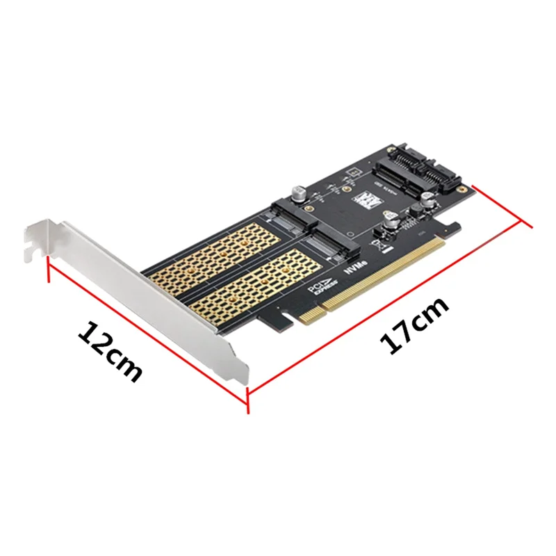 데스크탑 컴퓨터 라이저 카드, PCIE X16-M.2 M 키 NVME SSD, M.2 B 키 SATA SSD, MSATA SSD 어댑터 카드, 3 in 1