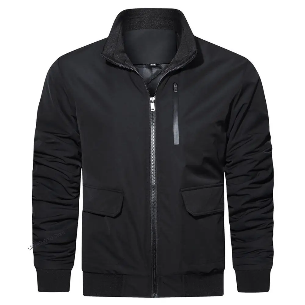 New Mens Jackets Spring Autumn Casual Coats Solid Color Mens Sportswear Stand Collar Slim Jackets Male Bomber Jackets