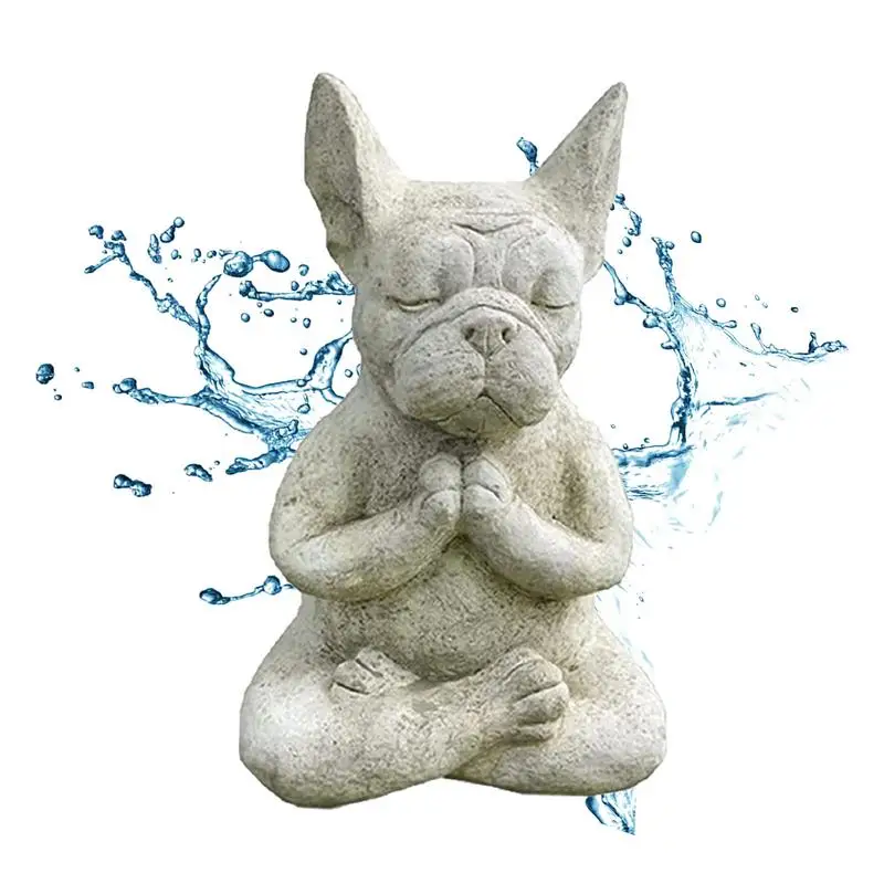 

Resin Meditation Dog Statue Yoga Pose Sitting French Bulldog Statue Sitting Sculptures Garden Decor Creative Meditation Figurine