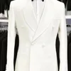 2023 New Fashion Men White Shawl Lapel Suits Business Casual Formal Costume Homme Double Breasted Slim Fit 2Pcs Set Jacket Pants 4