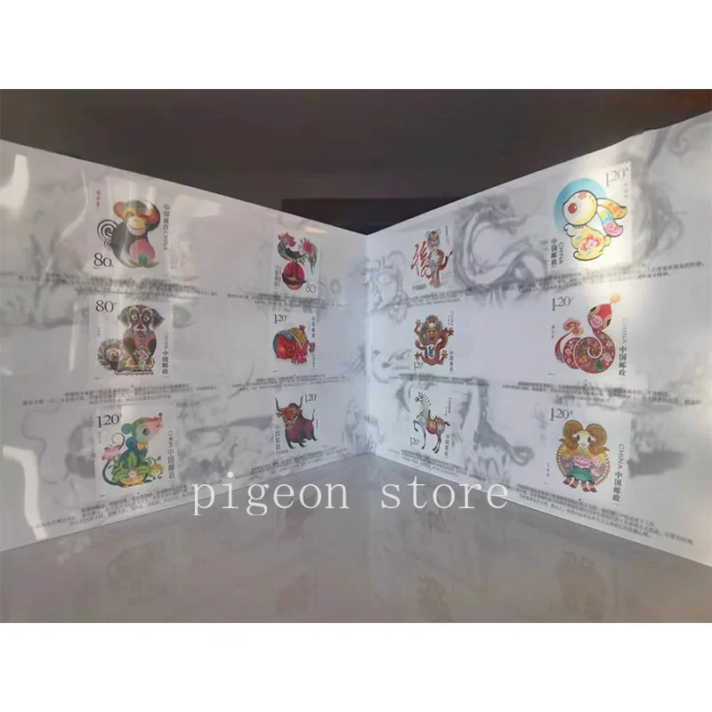 Chinese Zodiac Stamps 12 PCs Animals Monkeys Chickens Pigs Rats Cows Tigers Rabbits Philately Postage Collection 2004-2015
