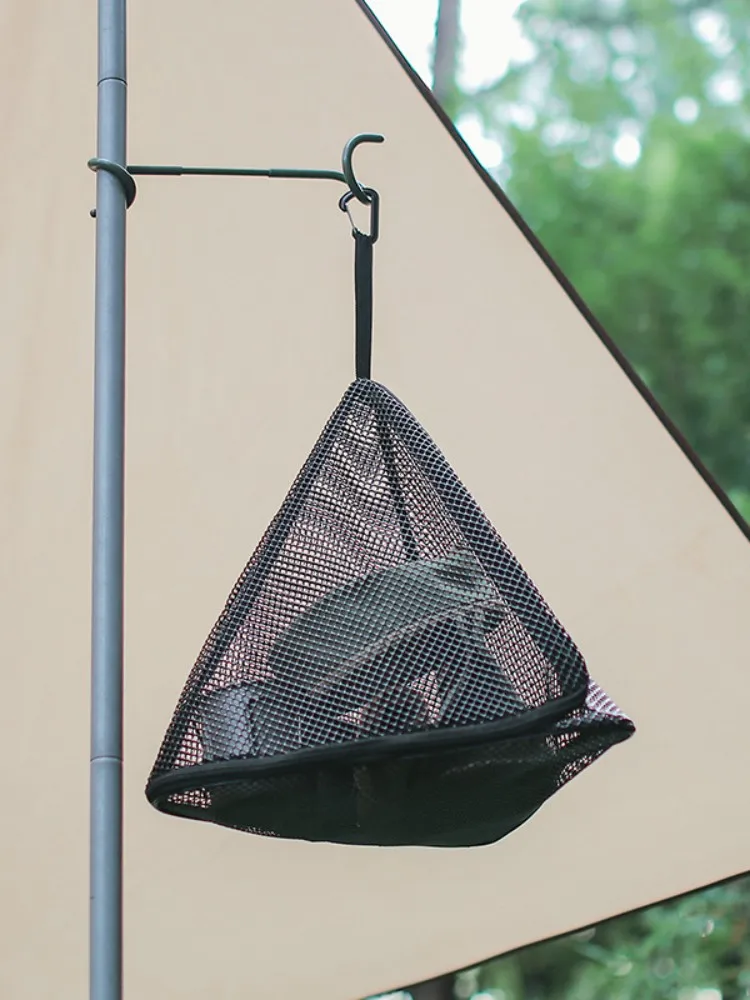 

Для сушки на открытом воздухе сетчатая карманная сетка для бытовых принадлежностей, полый двойной сетчатый мешок на молнии с ремешком, карабином, подвесным треугольником