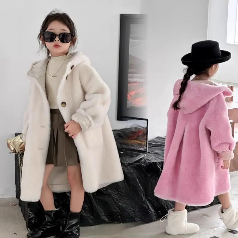 

Winter New Children Real Lamb Fur Coats Casual Sheep Shearing Plush Warm Outerwear Kids 100%Wool Jacket For Girls A3182