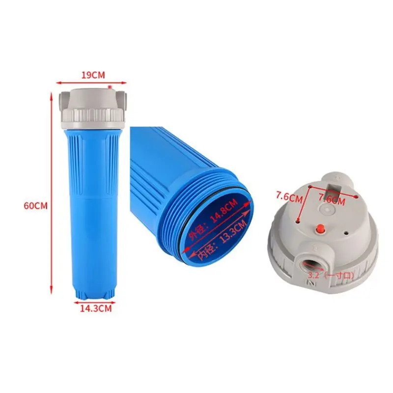 1set 20inch Blue Filter Bottle Large Flow Whole House Central Pipeline Water Purification Pre-filter Food Grade PP Material