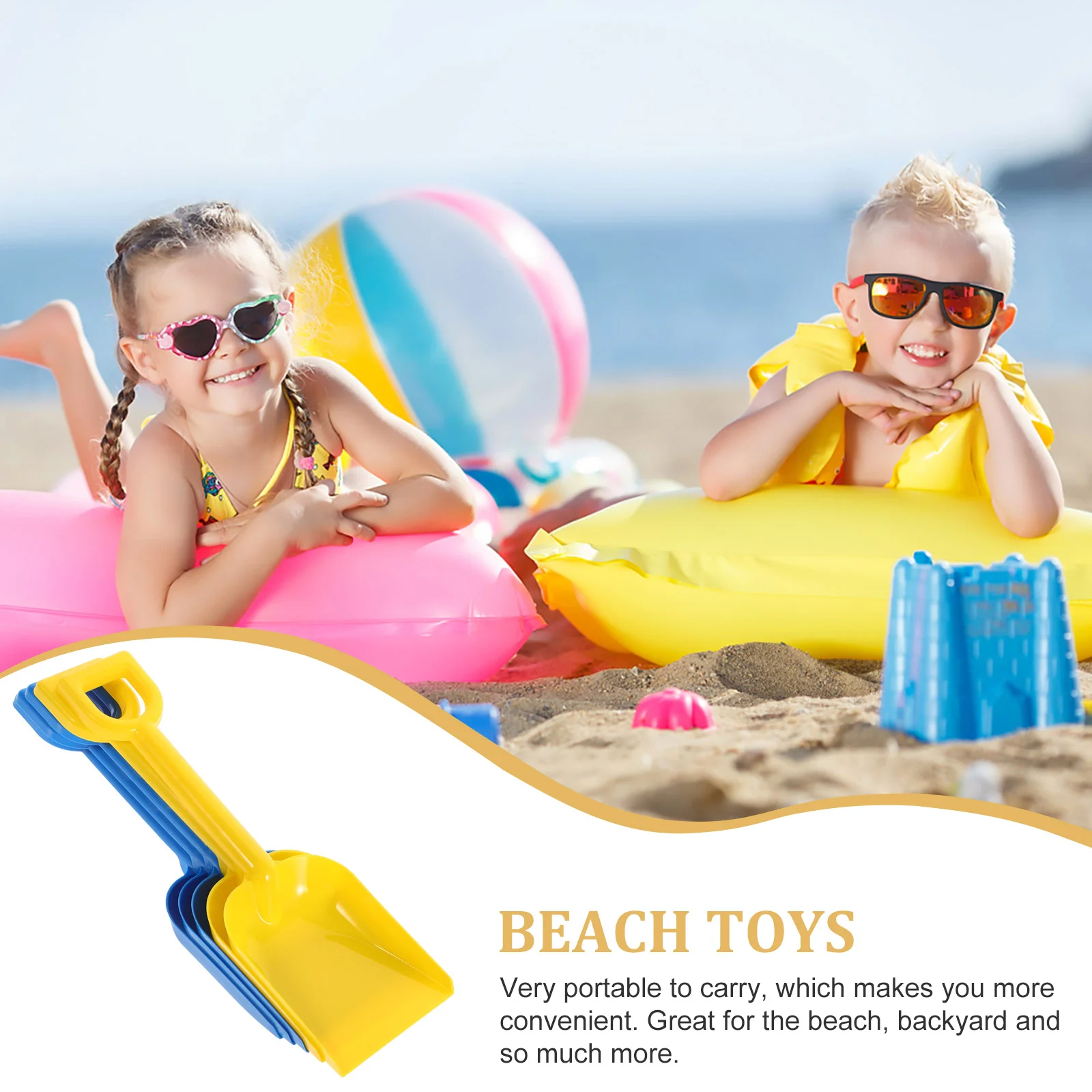 Sand Beach Toys Kids Plastic Digging Set Spade Sandbox Scoop Outdoor Summer Play Dig Bucket Snow Shovels Toys(Random Color) 5