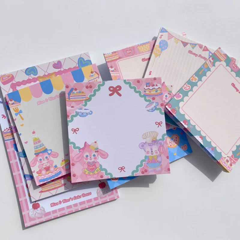 

50 Sheets Kawaii Cake Rabbit Memo Pad Japanese Stationery Non Sticky Notes Planner Diy Decoration Paper School Office Supply