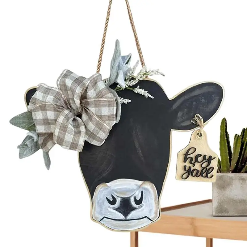 

Cow Head Door Wreath Sign Welcome Farmhouse Cow Head Door Wreath Sign Spring Summer Welcome Sign For Front Porch Bull's Head